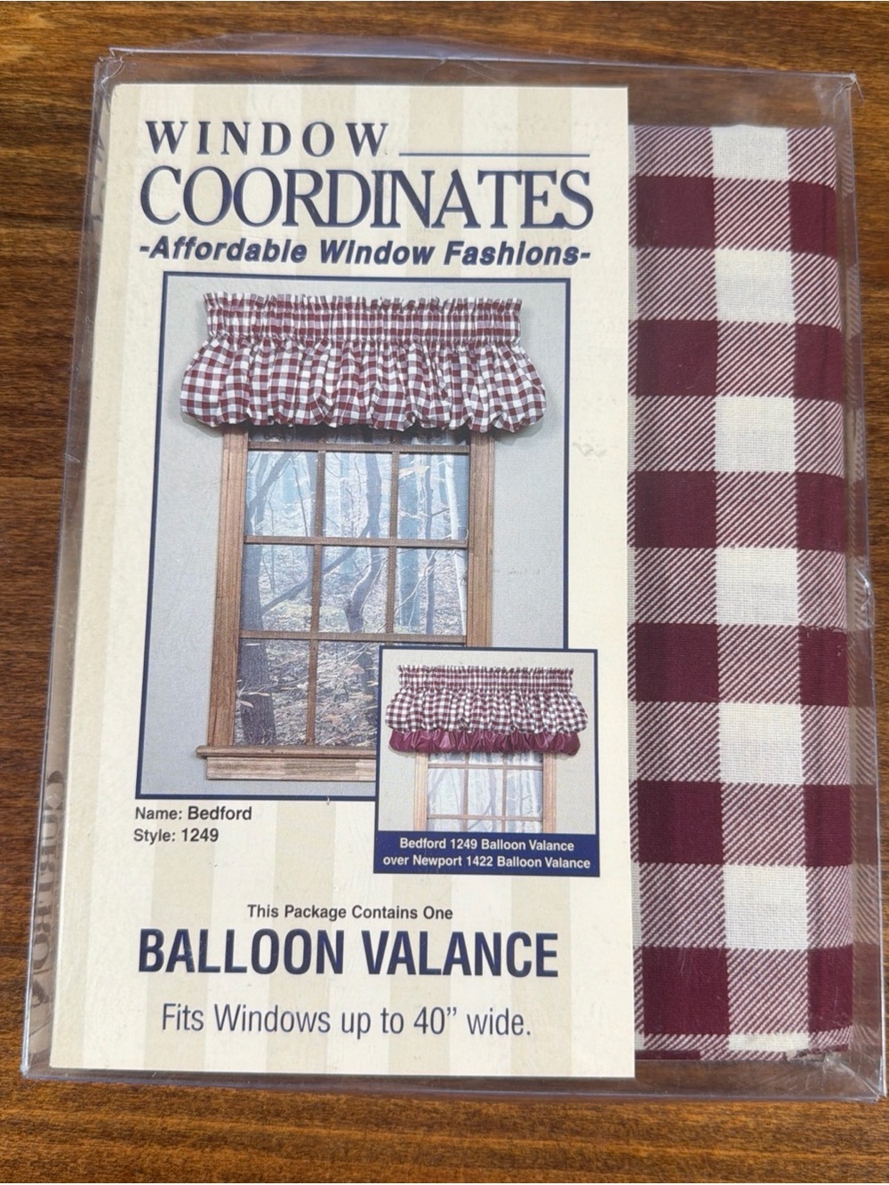 New Window Coordinates Bedford Balloon Valance in Burgundy Check
